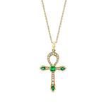 Колье Eternal Ankh из желтого золота с бриллиантами и изумрудами 1