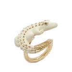 Кольцо Alligator Twist с цаворитом и бивнем мамонта 1