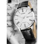 Citizen Classic Mechanical Series Белые текстурированные циферблат Черный ремешок из телячьей кожи Автоматические часы NH8350-08AB 6