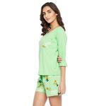 Clovia Chic Basic Top & Cactus Print Shorts Set в цвете мята — 100% хлопок 3