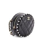 Round Clutch with Chain Quilted Calfskin with Pearl Detail crossbody bag 3