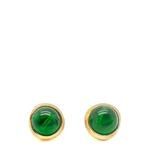 Vintage Christian Dior Flawed Emerald Glass Cabochon Earrings 1980s 1