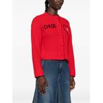 logo-embroidered cable-knit cardigan 3