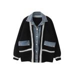 Двухцветный кардиган из денима и трикотажа [EA3728] 5