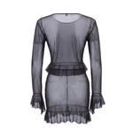 Черный комплект из топа и юбки из сетки с рюшами, супер мини Tbess26Au00076 7