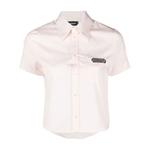 cropped logo-patch shirt 1