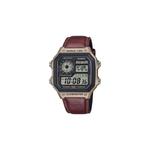 Мужские цифровые часы AE-1200WHL-5AV с коричневым кожаным ремешком 1