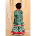 Зеленый Viridian Green набор Anarkali Kurta Sharara для девочек 3