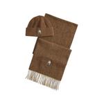 Polo Bear herringbone beanie hat and scarf set 1