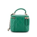 Стеганая мини-сумка через плечо Classic Top Handle Vanity Case с цепочкой 2