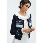 Укороченный приталенный кардиган с круглым вырезом, жаккардовым узором «фаир-айл» и сердечками 2