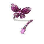 Кольцо Butterfly из белого золота с бриллиантами и сапфиром 1
