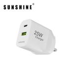 SunShine 2-портовый 1C1A настенное зарядное устройство 25 Вт 3