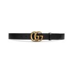 Ремни Gucci Leather Double G Slim Belt 'Black' 1