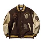 Варсити-куртки BAPE Line Camo Multi Logo Wool Varsity Jacket «Brown» 1