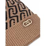 monogram-pattern ribbed-trim beanie hat 3