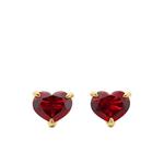 Серьги-гвоздики Chatelaine Heart из желтого золота с гранатом (8 мм) 1