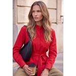 Trendyolmilla Базовый гардероб – Красная рубашка со стойкой и поясом из ткани | 3