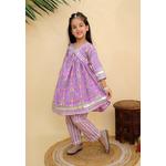 The Mom Store Sage Violet Girls Anarkali Kurta Set - Мульти 2