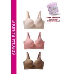 Набор из 3 бюстгальтеров Wynter Plus Size без косточек - Тауп, Розовый, Коричневый 1