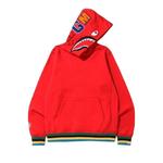 Худи BAPE Shark Line Rib Pullover Hoodie 'Red' 1