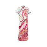 swan-print satin maxi dress 1