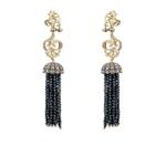 Серьги Tassel из желтого золота с бриллиантами и ониксом 2