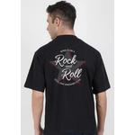 Свободная футболка Oversized Rock And Roll Black Cotton Short Sleeve Crew Neck Relaxed Tee 1