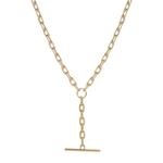 14K GOLD MEDIUM SQUARE OVAL LINK FAUX TOGGLE LARIAT NECKLACE 1