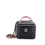 Стеганая мини-сумка через плечо Classic Top Handle Vanity Case с цепочкой 1