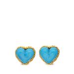Gold Metal, Blue Gripoix Heart Earrings, 1993 1