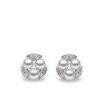 Серьги-гвоздики Sleek из белого золота с жемчугом и бриллиантами 1