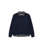 layered-effect polo-collar sweater 1