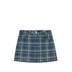 check-pattern denim mini skirt 1