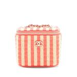 Classic Vanity Case with Chain Striped Raffia and Jute Mini crossbody bag 1