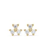 Серьги-гвоздики Fleur из желтого золота с бриллиантами 1
