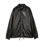 logo-appliqué leather jacket 1