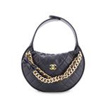 Стеганая сумка-хобо Double Chain Bow Pouch Caviar Mini 1