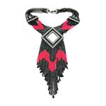Statement Art Deco Inspired Neon & Black Tassel Collar 2000s 2