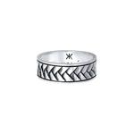 Мужское серебряное кольцо-банд Herringbone, оксидированное 4
