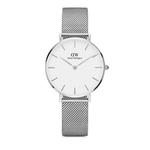 Petite Sterling 32 мм часы, белый циферблат, сетчатый браслет, серебристые женские часы, часы для женщин DW 1