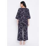 Clovia Pretty Florals Топ и пижамный комплект в синем цвете - Rayon 4