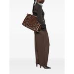 large shearling-trim embroidered tote bag 2
