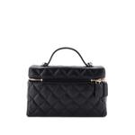 Classic Top Handle Slim Vanity Case with Chain Quilted Caviar Small satchel 2