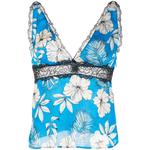 floral-print lace-trimmed top 1