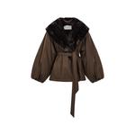 faux-fur collar belted jacket 1