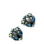 Vintage Judy Lea Black & Navy Navette Earrings 1950s 2