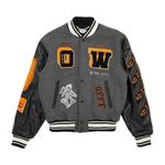Куртки-бомберы Off-White Leather Varsity Jacket 'Medium Grey/Multicolor' 1