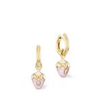 pink opal and diamond huggie earrings 3