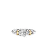Кольцо Petite Buckle из желтого золота и серебра с бриллиантами (2 мм) 1